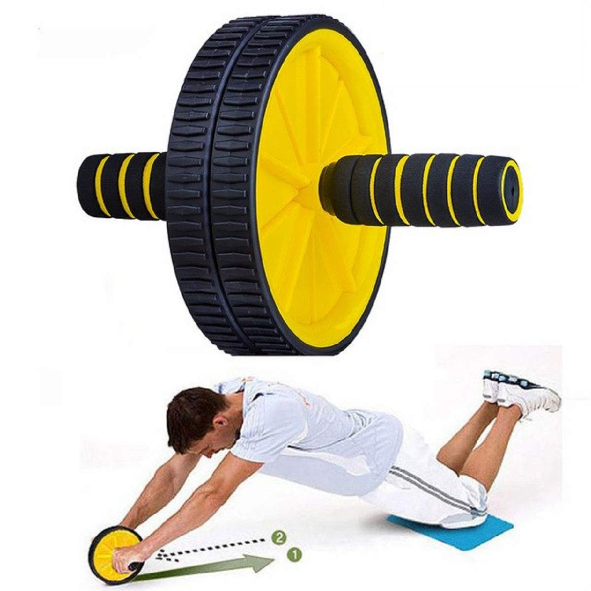 Power Stretch Ab Workout Wheel Roller Exercise Equipment Afrofit Sports