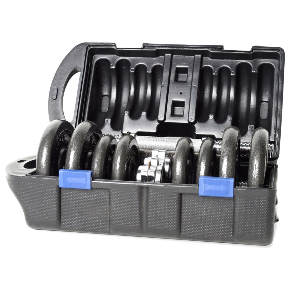 YORK ADJUSTABLE 20KGS DUMBBELL TO BARBELL SET WITH CARRY CASE