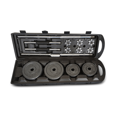ADJUSTABLE 50KGS DUMBBELL TO BARBELL SET WITH CARRY CASE