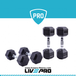 LIVEPRO FIXED HEX RUBBER COATED DUMBBELL PAIR