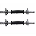 RUBBER COATED THREADED DUMBELL BAR PAIRS WITH RING COLLARS
